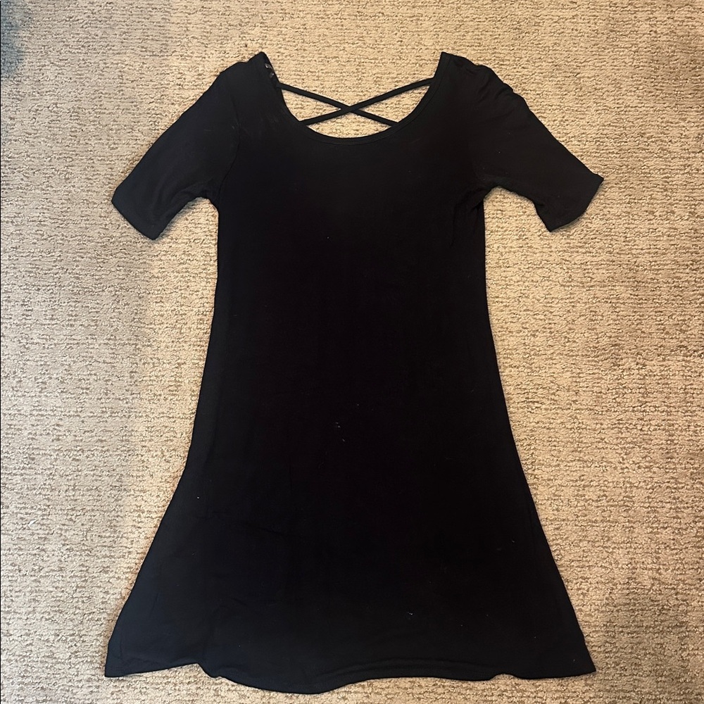Black Crisscross Back Dress